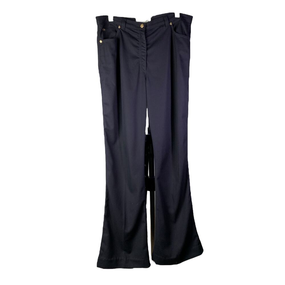 ESCADA Pants Women 10 Black Straight Leg Cotton Jean High-Rise Trouser Stretch‎